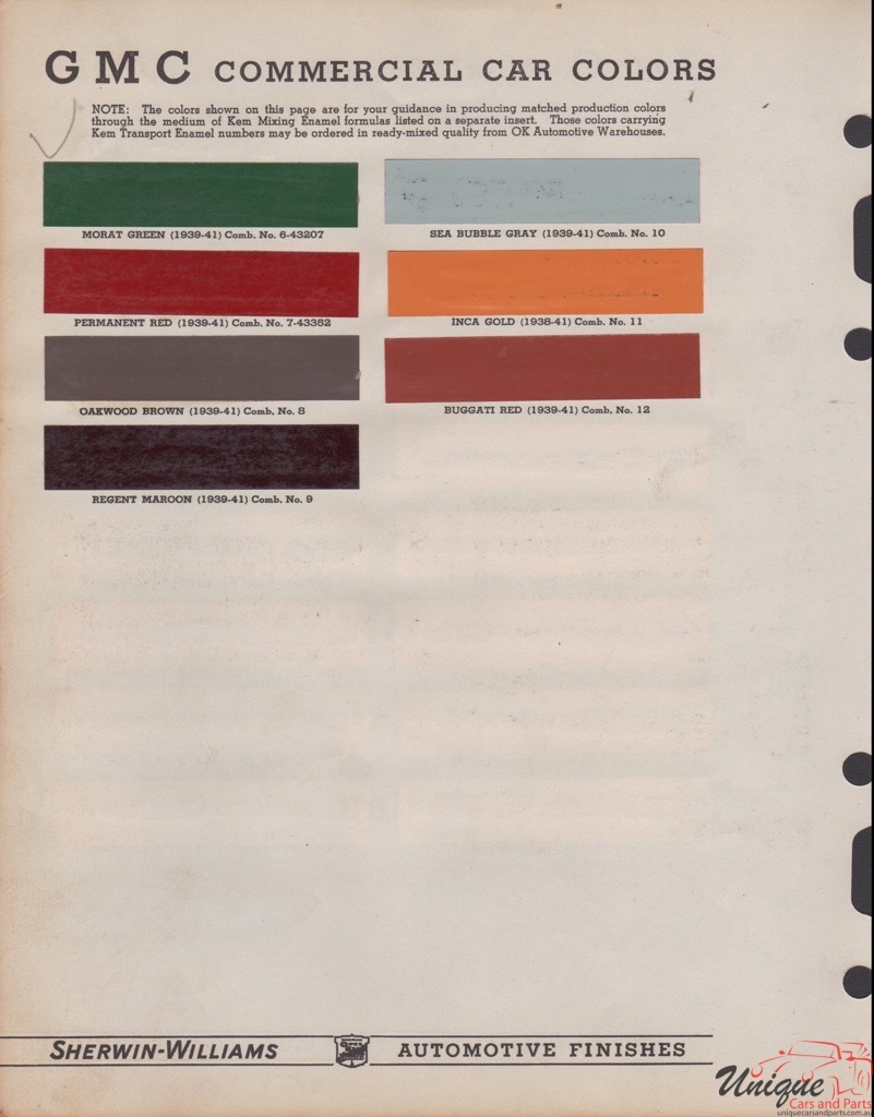1941 GMC Paint Charts Williams 2